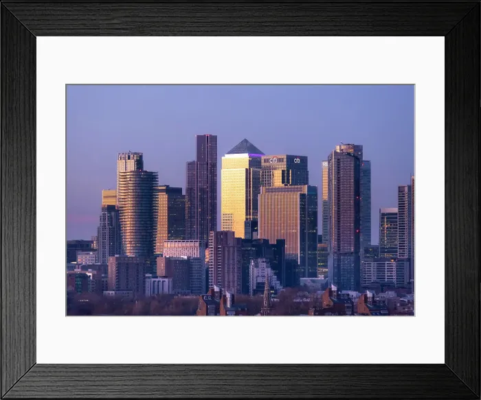 Framed Print : Docklands skyline from Greenwich Park, Greenwich, London, England, UK Framed Print : Docklands skyline from Greenwich Park, Greenwich, London, England, UK