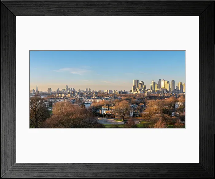 Framed Print : Docklands skyline from Greenwich Park, Greenwich, London, England, UK Framed Print : Docklands skyline from Greenwich Park, Greenwich, London, England, UK
