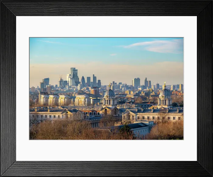 Framed Print : City of London & Royal Naval College from Greenwich Park, London, England, UK Framed Print : City of London & Royal Naval College from Greenwich Park, London, England, UK