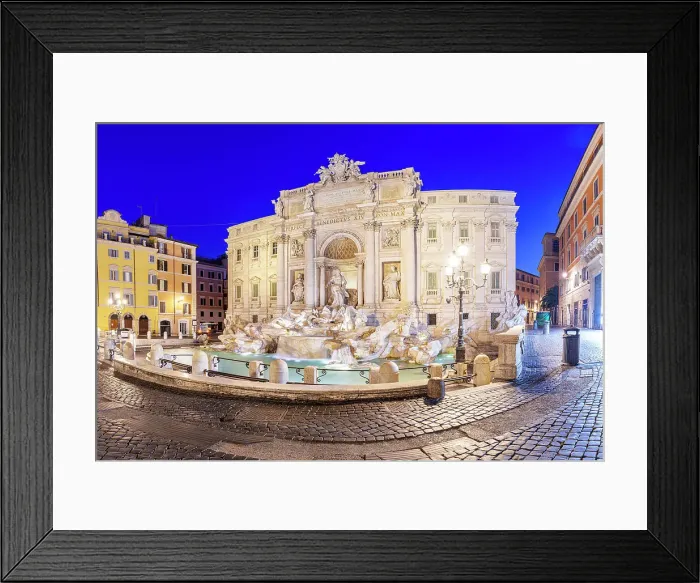 Framed Print : Illuminated Trevi Fountain and buildings at night, Rome, Italy Framed Print : Illuminated Trevi Fountain and buildings at night, Rome, Italy