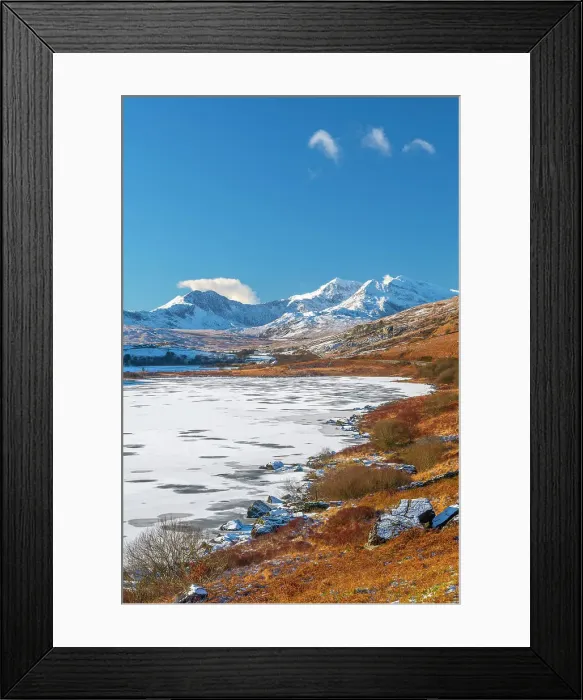 Framed Print : UK, Wales, Conwy, Snowdonia National Park (Parc Cenedlaethol Eryri), Capel Curig, Llynnau Mymbyr, Mount Snowdon (Yr Wyddfa) beyond Framed Print : UK, Wales, Conwy, Snowdonia National Park (Parc Cenedlaethol Eryri), Capel Curig, Llynnau Mymbyr, Mount Snowdon (Yr Wyddfa) beyond