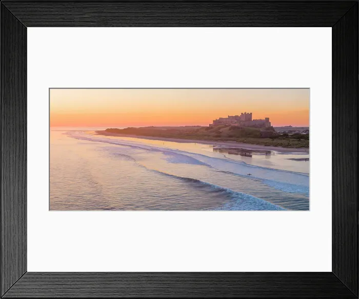 Framed Print : UK, England, Northumberland, Bamburgh, Bamburgh Beach, Bamburgh Castle at sunrise Framed Print : UK, England, Northumberland, Bamburgh, Bamburgh Beach, Bamburgh Castle at sunrise