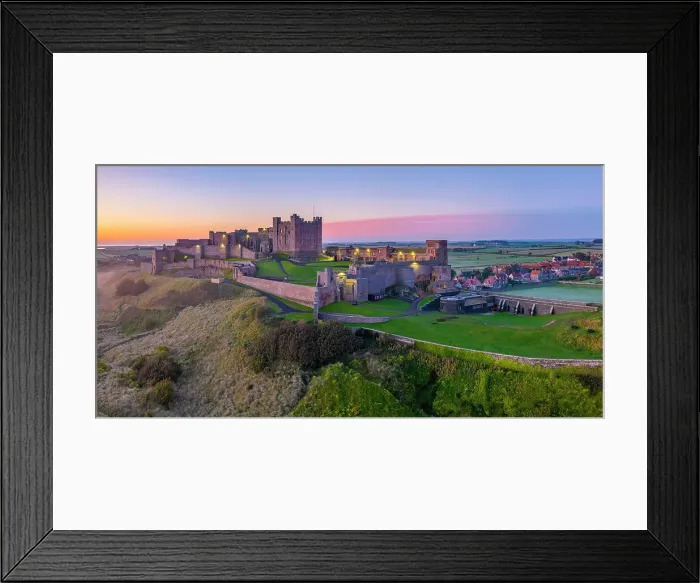 Framed Print : UK, England, Northumberland, Bamburgh, Bamburgh Beach, Bamburgh Castle at sunrise Framed Print : UK, England, Northumberland, Bamburgh, Bamburgh Beach, Bamburgh Castle at sunrise
