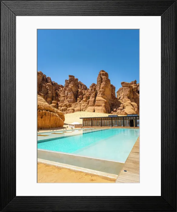 Framed Print : Swimming pool in the desert, Our Habitas AlUla resort, Ashar Valley, Al-Ula, Medina Province, Saudi Arabia Framed Print : Swimming pool in the desert, Our Habitas AlUla resort, Ashar Valley, Al-Ula, Medina Province, Saudi Arabia