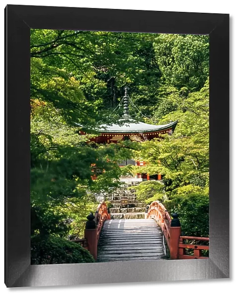 Bentendo Hall and Bridge in summer, Daigo-ji Temple, Kyoto, Japan