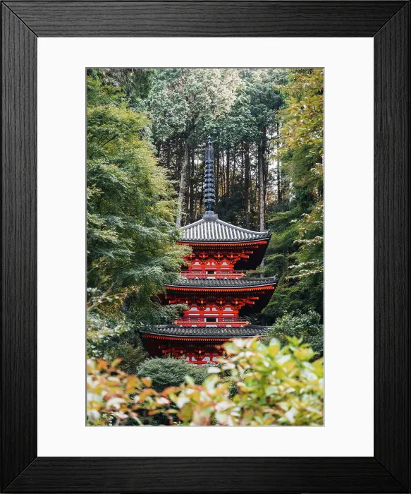 Framed Print : Gansen-ji temple, pagoda and garden near Kyoto, Japan