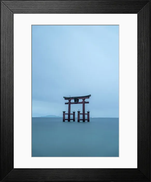 Framed Print : Torii of Shirahige Shrine with birds on a cloudy day, Japan, Takashima, Shiga Framed Print : Torii of Shirahige Shrine with birds on a cloudy day, Japan, Takashima, Shiga