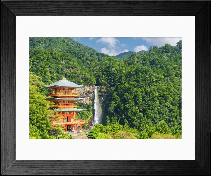 Framed Print : Japan, Wakayama Prefecture, Kumano Kodo Pilgrimage Trail (UNESCO Site), Nachi Taisha Pagoda and Waterfall Framed Print : Japan, Wakayama Prefecture, Kumano Kodo Pilgrimage Trail (UNESCO Site), Nachi Taisha Pagoda and Waterfall