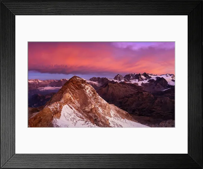 Framed Print : Aerial view of Pizzo Scalino at sunrise with view on Bernina group. Valmalenco, Valtellina, Lombardy, Italy Framed Print : Aerial view of Pizzo Scalino at sunrise with view on Bernina group. Valmalenco, Valtellina, Lombardy, Italy