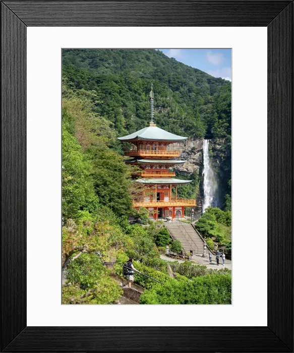 Framed Print : Japan, Wakayama Prefecture, Kumano Kodo Pilgrimage Trail (UNESCO Site), Nachi Taisha Pagoda and Waterfall Framed Print : Japan, Wakayama Prefecture, Kumano Kodo Pilgrimage Trail (UNESCO Site), Nachi Taisha Pagoda and Waterfall