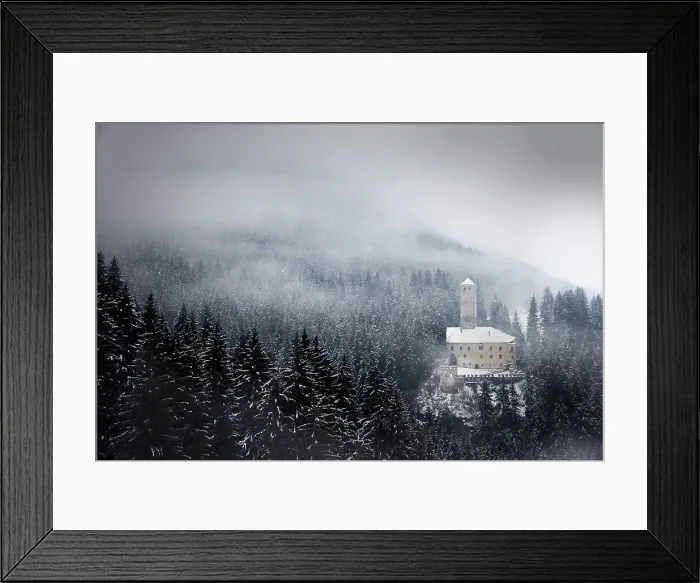 Framed Print : Welsberg Castle(Monguelfo castle) in the morning fog after a snowfall. Monguelfo, Val di Casies, Bolzano province, South Tyrol, Italy Europe Framed Print : Welsberg Castle(Monguelfo castle) in the morning fog after a snowfall. Monguelfo, Val di Casies, Bolzano province, South Tyrol, Italy Europe