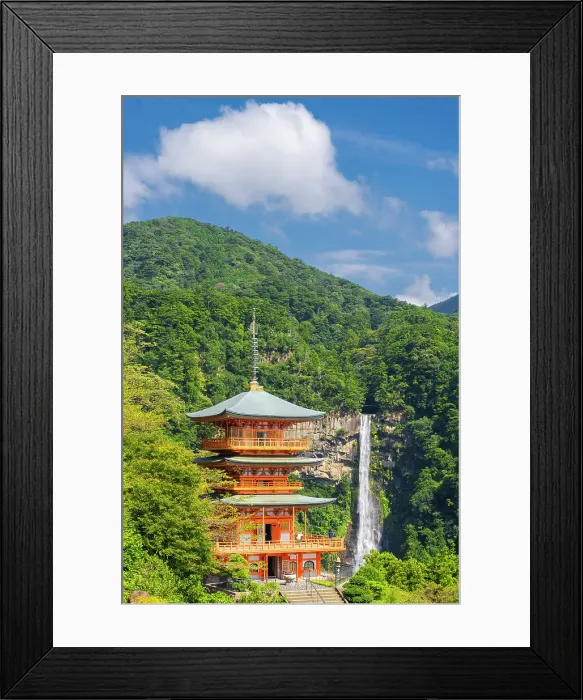 Framed Print : Japan, Wakayama Prefecture, Kumano Kodo Pilgrimage Trail (UNESCO Site), Nachi Taisha Pagoda and Waterfall Framed Print : Japan, Wakayama Prefecture, Kumano Kodo Pilgrimage Trail (UNESCO Site), Nachi Taisha Pagoda and Waterfall