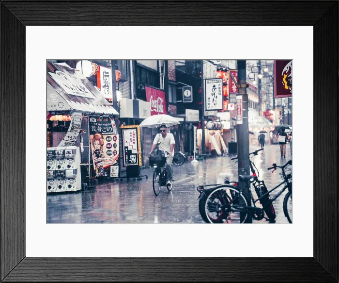 Framed Print : Rain in the streets of Osaka, Japan Framed Print : Rain in the streets of Osaka, Japan