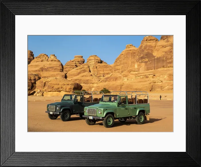 Framed Print : Land rover tour, Hegra (Mada'in Salih / Al-Hijr) archaeological site (UNESCO World Heritage Site), Al-Ula, Medina Province, Saudi Arabia Framed Print : Land rover tour, Hegra (Mada'in Salih / Al-Hijr) archaeological site (UNESCO World Heritage Site), Al-Ula, Medina Province, Saudi Arabia