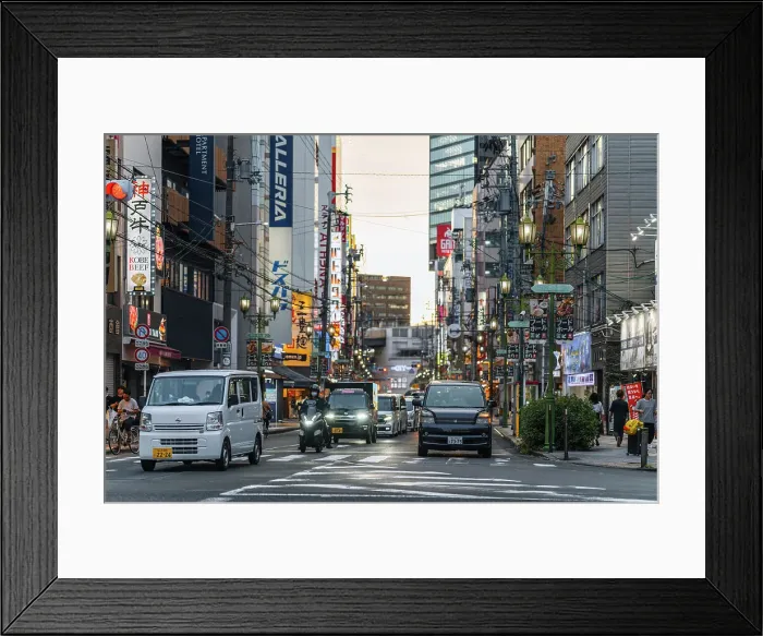 Framed Print : Traffic road in Osaka at sunset, Japan Framed Print : Traffic road in Osaka at sunset, Japan