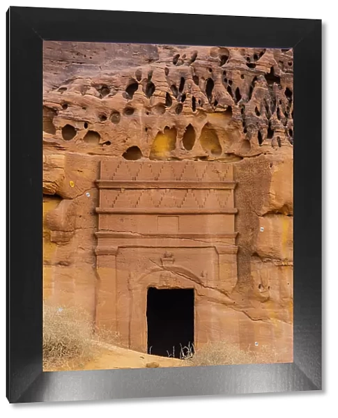 Nabatean tombs at Jabal Al Ahmar, Hegra (Mada'in Salih / Al-Hijr) archaeological site (UNESCO World Heritage Site), Al-Ula, Medina Province, Saudi Arabia