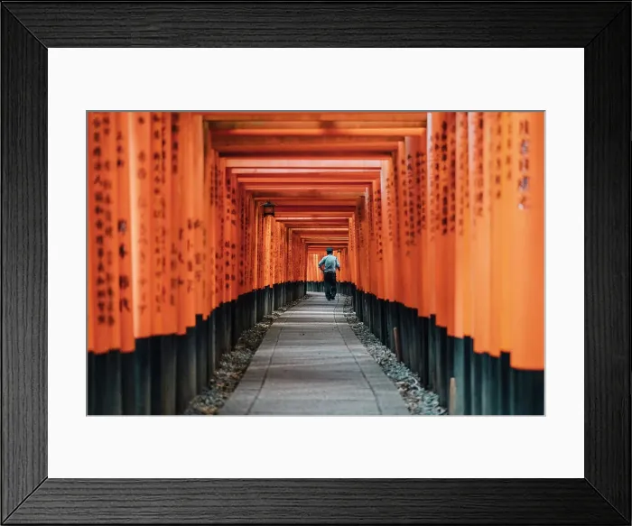 Framed Print : Kyoto Japan. Fushimi Inari Taisha Shrine with guardian at sunrise Framed Print : Kyoto Japan. Fushimi Inari Taisha Shrine with guardian at sunrise