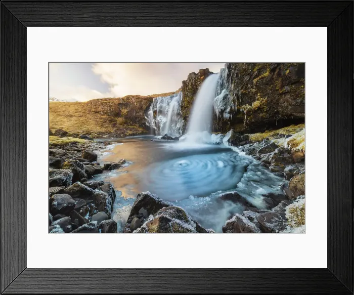 Framed Print : Frozen Kirkjufellsfoss, Grundafjordur, Snaefellsnes peninsula, Vesturland region, Iceland Framed Print : Frozen Kirkjufellsfoss, Grundafjordur, Snaefellsnes peninsula, Vesturland region, Iceland