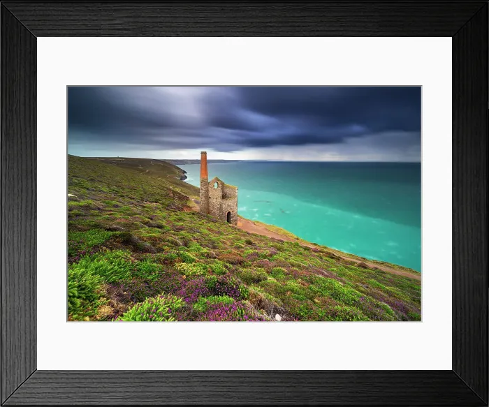 Framed Print : Wheal Coates and Chapel Port Mine in a stormy weather, Saint Agnes, Cornwall, England, United Kingdom