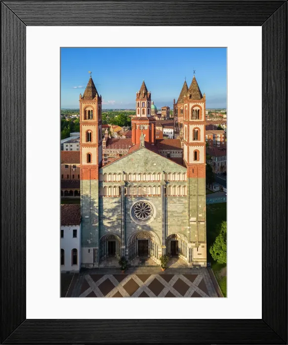Framed Print : Aerial view of the Sant'Andrea Basilica of Vercelli at sunset in spring. Vercelli, Vercelli district, Piedmont, Italy Framed Print : Aerial view of the Sant'Andrea Basilica of Vercelli at sunset in spring. Vercelli, Vercelli district, Piedmont, Italy