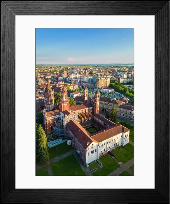 Framed Print : Aerial view of the Sant'Andrea Basilica of Vercelli at sunset in spring. Vercelli, Vercelli district, Piedmont, Italy Framed Print : Aerial view of the Sant'Andrea Basilica of Vercelli at sunset in spring. Vercelli, Vercelli district, Piedmont, Italy