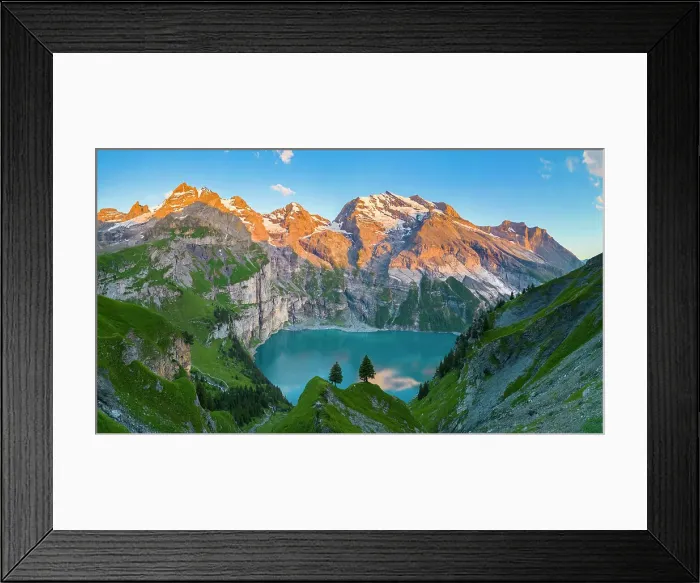 Framed Print : Aerial view of the sunset on the mountains surrounding Oeschinensee. Kandersteg, Bernese Oberland, Frutigen-Niedersimmental administrative district, Canton of Bern, Switzerland Framed Print : Aerial view of the sunset on the mountains surrounding Oeschinensee. Kandersteg, Bernese Oberland, Frutigen-Niedersimmental administrative district, Canton of Bern, Switzerland