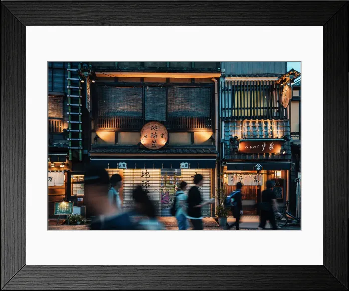Framed Print : Asakusa, Tokyo, Japan. Long exposure of traditional buildings with signs
