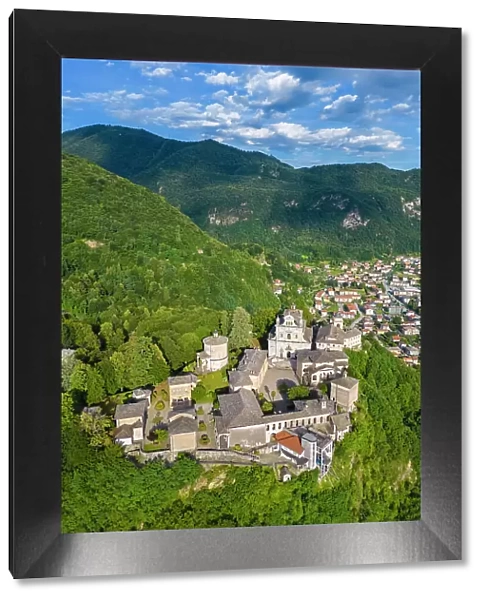 Aerial view of the Sacro Monte of Varallo Sesia, Vercelli district, Piedmont, Italy