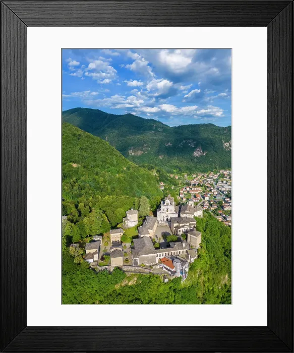 Framed Print : Aerial view of the Sacro Monte of Varallo Sesia, Vercelli district, Piedmont, Italy Framed Print : Aerial view of the Sacro Monte of Varallo Sesia, Vercelli district, Piedmont, Italy