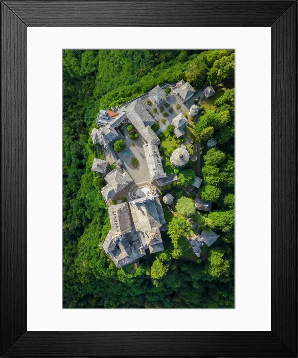 Framed Print : Aerial view of the Sacro Monte of Varallo Sesia, Vercelli district, Piedmont, Italy