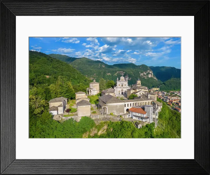 Framed Print : Aerial view of the Sacro Monte of Varallo Sesia, Vercelli district, Piedmont, Italy Framed Print : Aerial view of the Sacro Monte of Varallo Sesia, Vercelli district, Piedmont, Italy