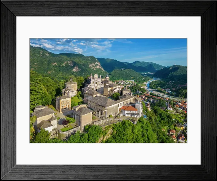 Framed Print : Aerial view of the Sacro Monte of Varallo Sesia, Vercelli district, Piedmont, Italy Framed Print : Aerial view of the Sacro Monte of Varallo Sesia, Vercelli district, Piedmont, Italy