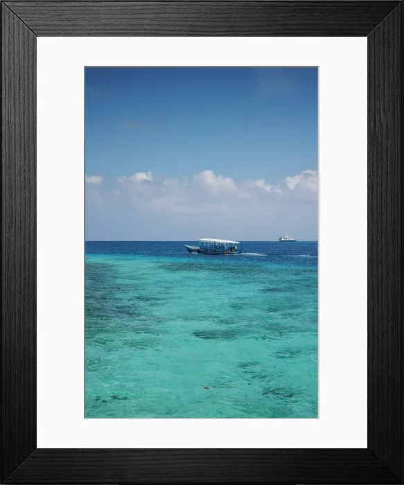 Framed Print : Boats on the turquoise waters of the Indian Ocean, North Ari Atoll, the Maldives Framed Print : Boats on the turquoise waters of the Indian Ocean, North Ari Atoll, the Maldives