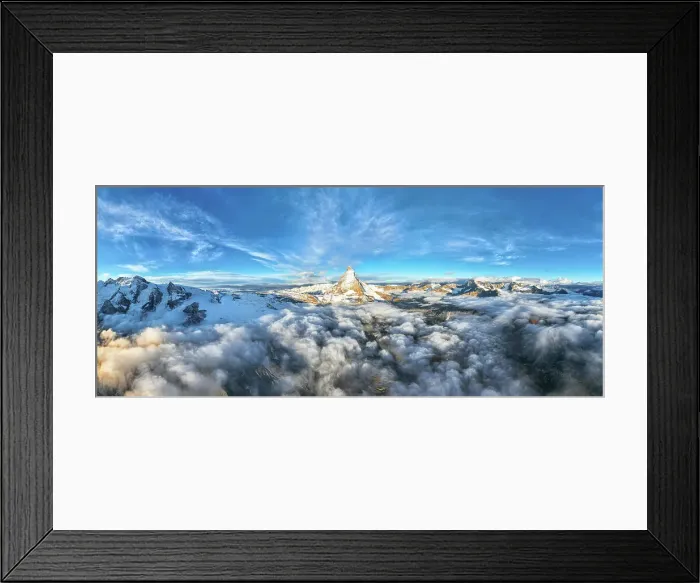 Framed Print : Sunrise on the Matterhorn in a foggy morning, Zermatt, Canton of Valais, Switzerland