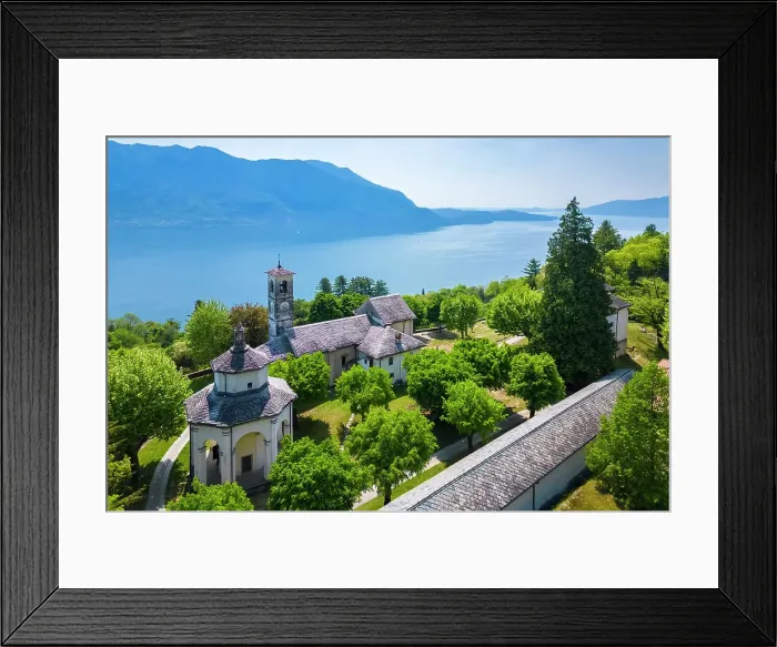 Framed Print : Aerial view of the Sacro Monte di Ghiffa on Lake Maggiore in the spring. Maggiore Lake, Province of Verbania, Piedmont, Italy Framed Print : Aerial view of the Sacro Monte di Ghiffa on Lake Maggiore in the spring. Maggiore Lake, Province of Verbania, Piedmont, Italy