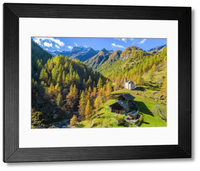 Framed Print : Aerial view of the Peccia, a small walser village in Val Vogna, Riva Valdobbia, Valsesia, Vercelli province, Piedmont, Italy Framed Print : Aerial view of the Peccia, a small walser village in Val Vogna, Riva Valdobbia, Valsesia, Vercelli province, Piedmont, Italy