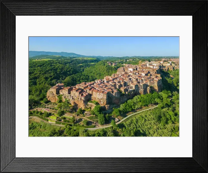 Framed Print : Aerial view of the old town of Pitigliano, called the little Jerusalem'. Grosseto district, Tuscany, Italy Framed Print : Aerial view of the old town of Pitigliano, called the little Jerusalem'. Grosseto district, Tuscany, Italy