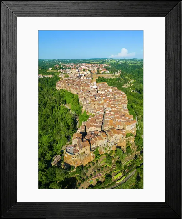 Framed Print : Aerial view of the old town of Pitigliano, called the little Jerusalem'. Grosseto district, Tuscany, Italy Framed Print : Aerial view of the old town of Pitigliano, called the little Jerusalem'. Grosseto district, Tuscany, Italy