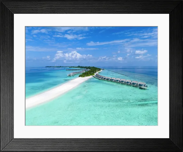 Framed Print : Aerial view of a beautiful tropical island in the Indian Ocean, North Ari Atoll, the Maldives Framed Print : Aerial view of a beautiful tropical island in the Indian Ocean, North Ari Atoll, the Maldives