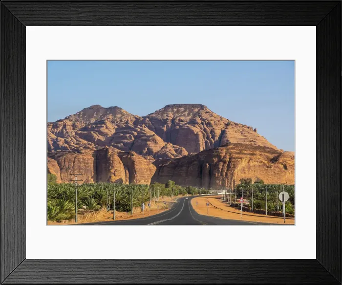 Framed Print : Road & Date palms in the Oasis of Al-Ula, Medina Province, Saudi Arabia Framed Print : Road & Date palms in the Oasis of Al-Ula, Medina Province, Saudi Arabia