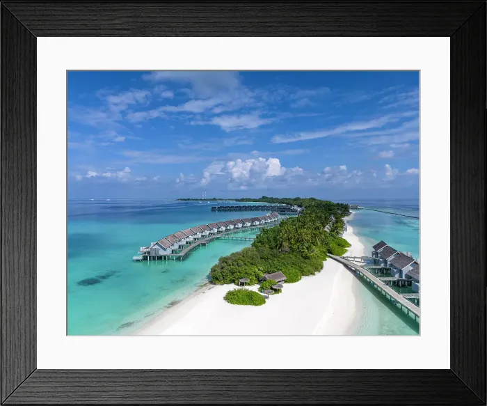Framed Print : Aerial view of a beautiful tropical island in the Indian Ocean, North Ari Atoll, the Maldives Framed Print : Aerial view of a beautiful tropical island in the Indian Ocean, North Ari Atoll, the Maldives