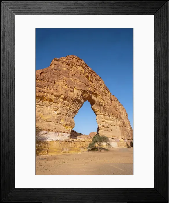 Framed Print : Natural arch in the oasis of Al-Ula, Medina Province, Saudi Arabia Framed Print : Natural arch in the oasis of Al-Ula, Medina Province, Saudi Arabia