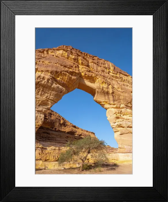 Framed Print : Natural arch in the oasis of Al-Ula, Medina Province, Saudi Arabia Framed Print : Natural arch in the oasis of Al-Ula, Medina Province, Saudi Arabia