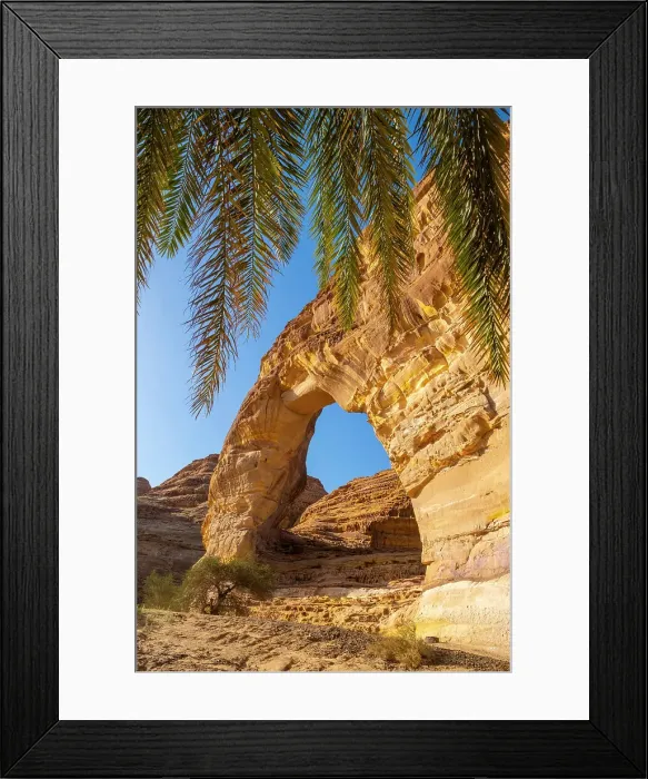 Framed Print : Natural arch in the oasis of Al-Ula, Medina Province, Saudi Arabia Framed Print : Natural arch in the oasis of Al-Ula, Medina Province, Saudi Arabia