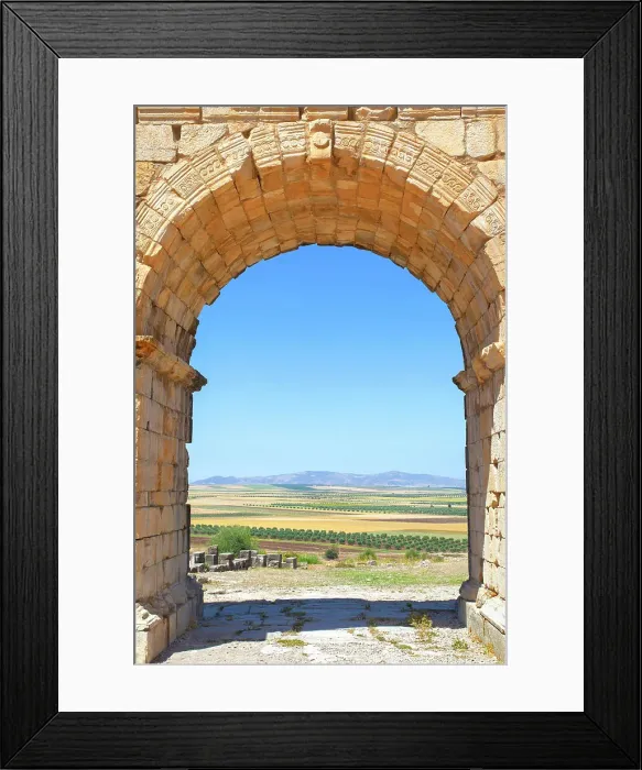 Framed Print : A detail of the Arch of Caracalla (Triumphal Arch) in the ancient Roman ruins of Volubilis, near Meknes, Morocco Framed Print : A detail of the Arch of Caracalla (Triumphal Arch) in the ancient Roman ruins of Volubilis, near Meknes, Morocco