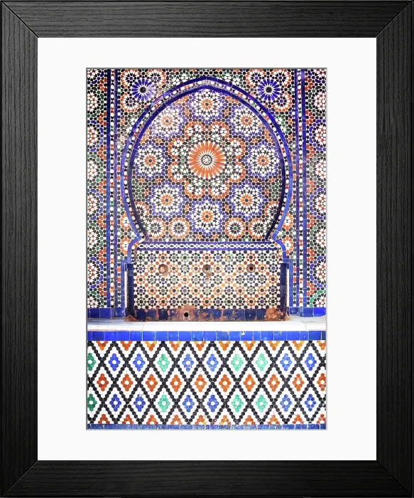 Framed Print : A decorated fountain in the Fez medina, Morocco