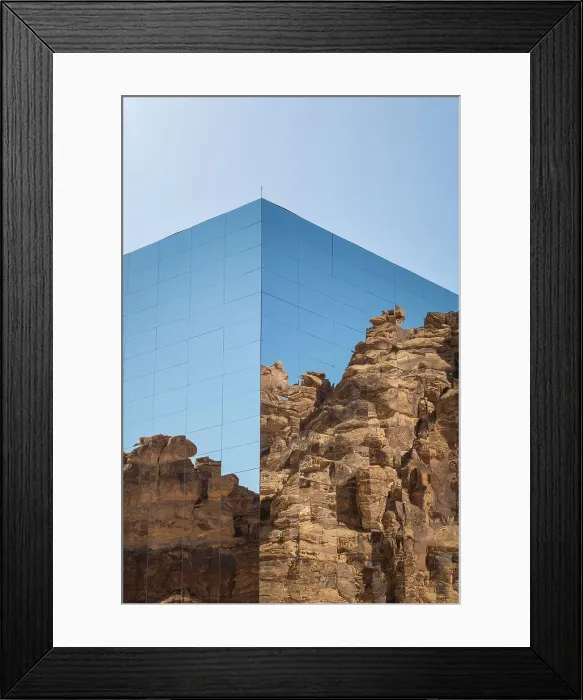 Framed Print : Maraya Concert Hall, the largest mirror building in the world, Al-Ula, Medina Province, Saudi Arabia