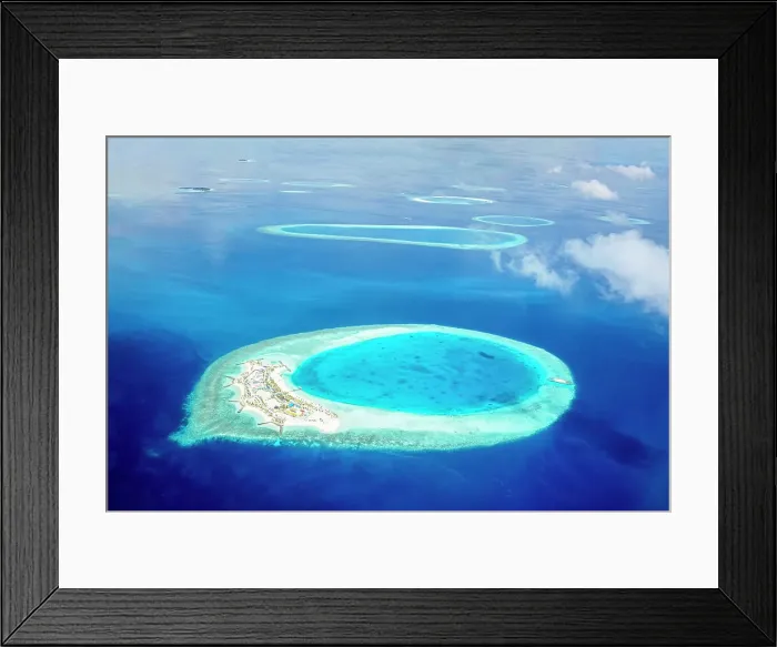 Framed Print : Aerial view of beautiful islands in the Indian Ocean, North Ari Atoll, the Maldives Framed Print : Aerial view of beautiful islands in the Indian Ocean, North Ari Atoll, the Maldives
