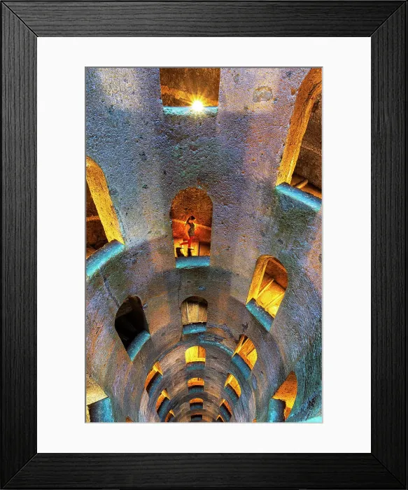 Framed Print : Woman descending the illuminated spiral staircase of Saint Patrick well, Orvieto, Terni municipality, Umbria region, Italy (MR) Framed Print : Woman descending the illuminated spiral staircase of Saint Patrick well, Orvieto, Terni municipality, Umbria region, Italy (MR)