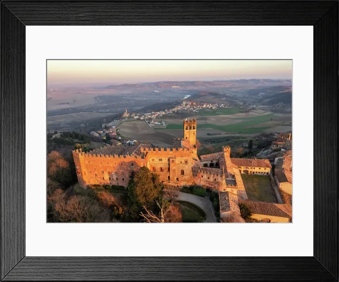 Framed Print : Aerial view of the medieval town of Camino Monferrato and its castle. Camino, Monferrato wine region, MOnferrato, Piedmont, Italy Framed Print : Aerial view of the medieval town of Camino Monferrato and its castle. Camino, Monferrato wine region, MOnferrato, Piedmont, Italy